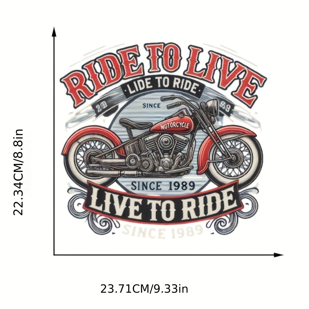 TEMU 4pcs Durable Washable Hot Stamping, Trendy Motorcycle Series Theme Pattern Mixed Color Heat Transfer Printing, Vinyl Printing, Heat Transfer