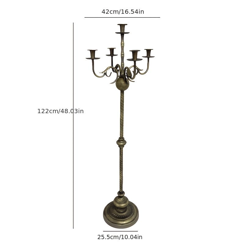 TEMU Floor Candelabra, Tall Metal 5-arm Large Candle Holder For Castle-style Wedding Decor & Retro Living Room Floor Ornament