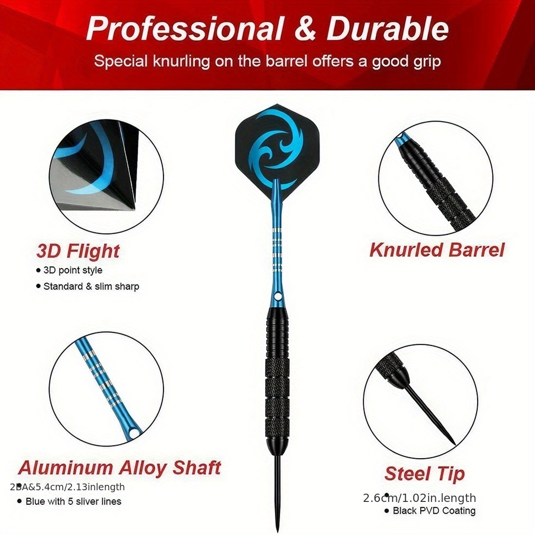 Professional Tungsten Darts Set of 6 with Case
