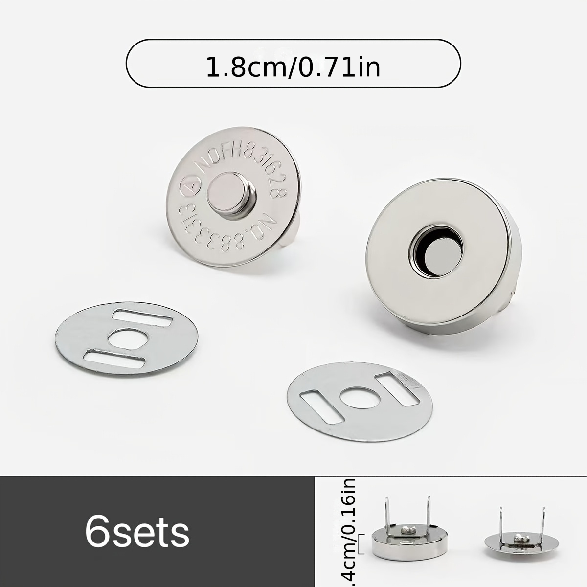 TEMU 6 Sets Of Magnetic Snaps, 1.8cm 4cm , 5 Colors: Silver, Bronze, Rose Golden, , Gunmetal Black, Metal Magnetic Clasps, Suitable For Crafts Sewing