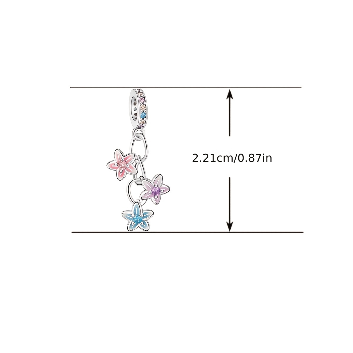 Women's Silvery Plated Copper Three Color Flower Pendant Bead