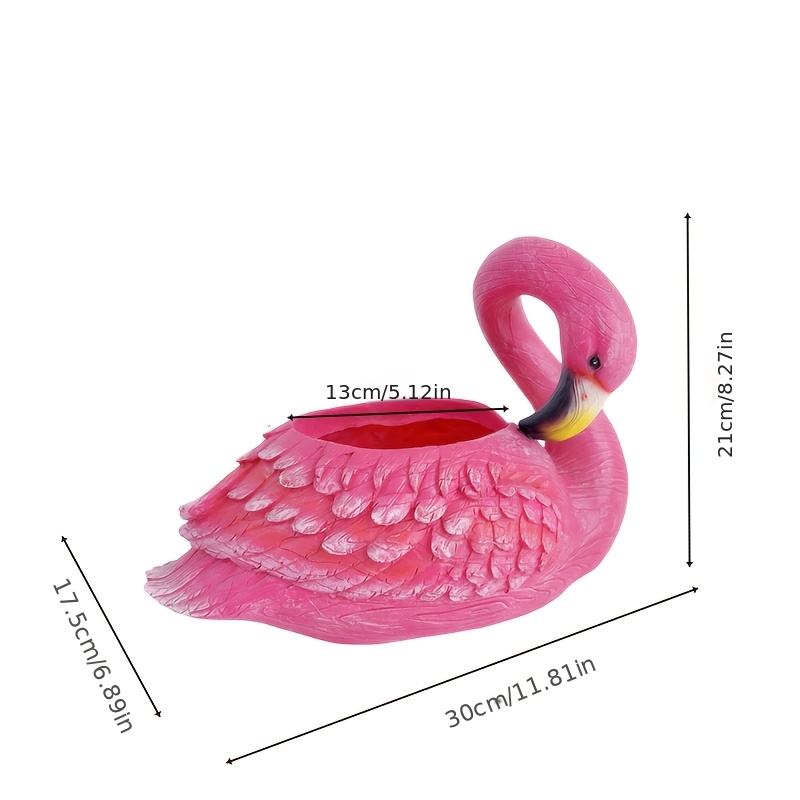 Image of Handcrafted Flamingo Flower Pot Statue, Suitable For , , Gardens, Courtyards, , And Used Indoors And Outdoors. Flamingo-shaped Flower Pot For Window Sills