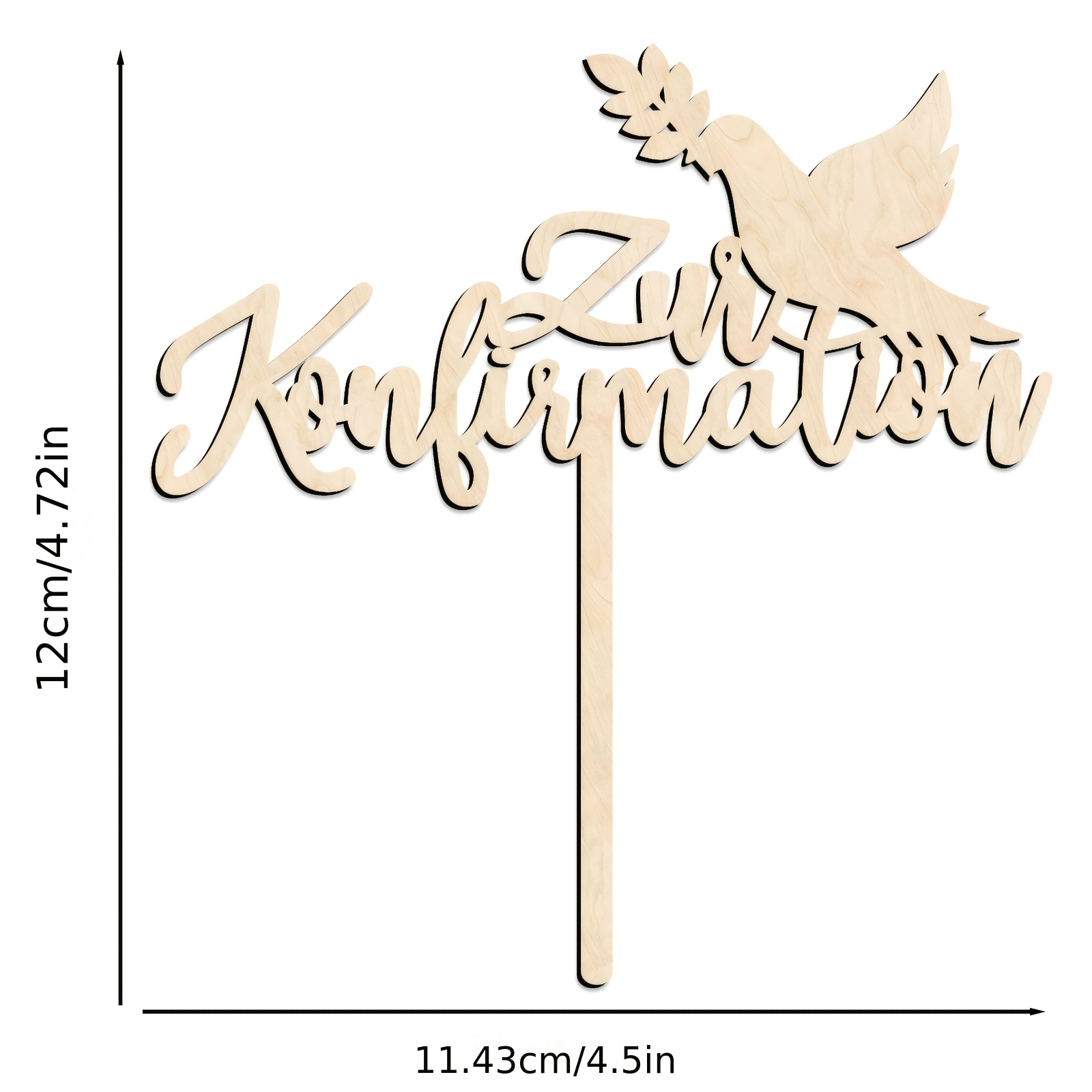 Image of Zur Konfirmation With Wooden Cake Topper Baptism Cake Decoration For First Holy Communion, Baptism Party Decoration Party Supplies