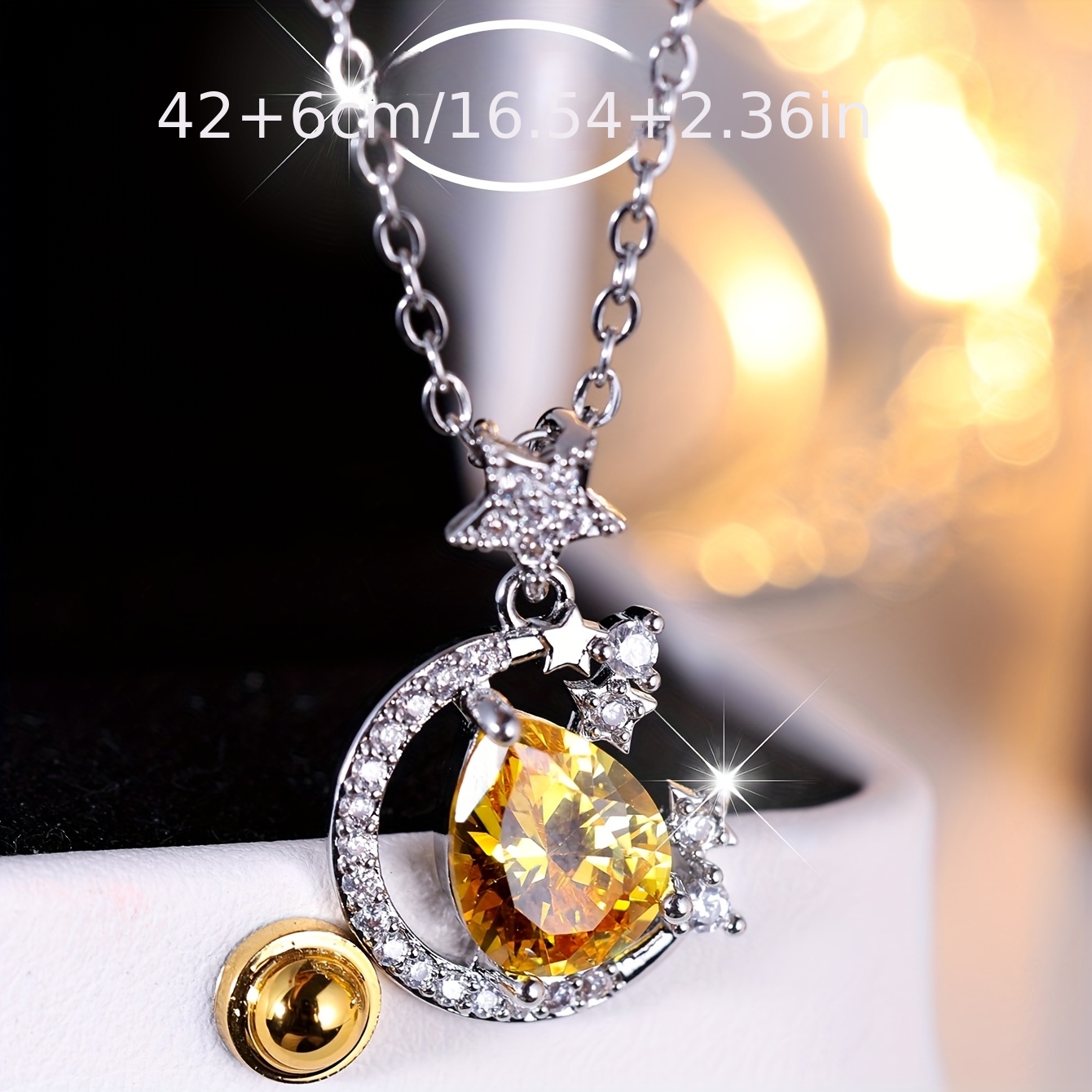 Stylish Luxury Necklace Adorned with Yellow Synthetic Zirconia