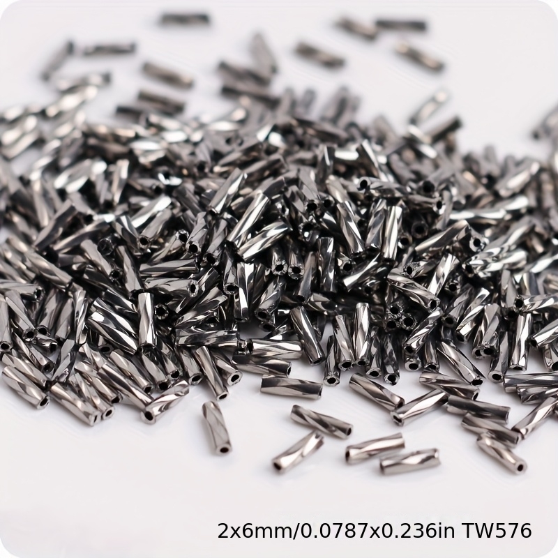 Silvery-filled Glass Twisted Tube Beads, 288pcs for DIY Jewelry Making