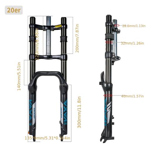 zoom 20 inch 4 0 tire e bike suspension fork 140 hub 135mm straight tube mtb 9mm qr mountain bike double shoulder electric bicycle front forks snow beach