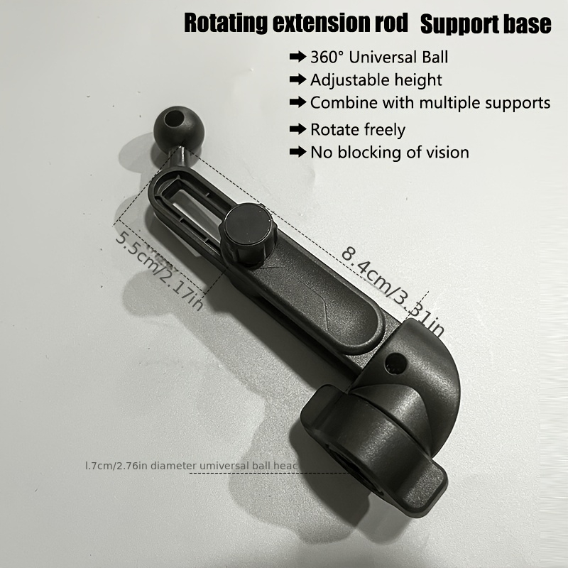 TEMU Car Mount Extension Rod Support Base, 360° Rotatable Extension Arm Support Base, 17mm Universal Ball Head Car Phone Mount Extender Bracket