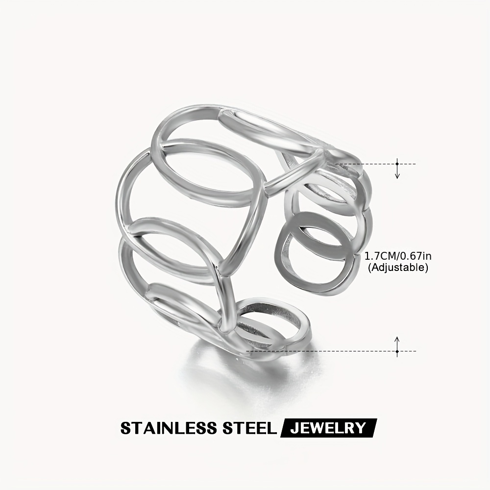 TEMU Elegant 304 Stainless Steel Interlocking Oval For Women - Chic Minimalist Jewelry Gift, Versatile For Daily Wear, Parties & Holidays, Durable &