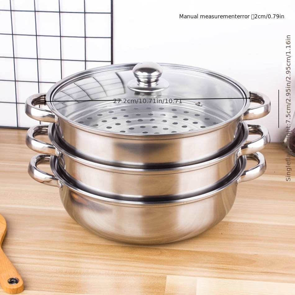 This Thickened Stainless Steel Steamer Is Suitable For Home Use And Used For Purposes, Including As A Hot Pot, Soup Pot, And Is Compatible With Induction Cookers