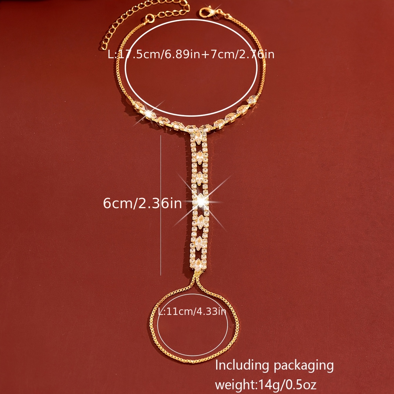 Women's Double-Layer Rhinestone Mitten Cuff Back Chains