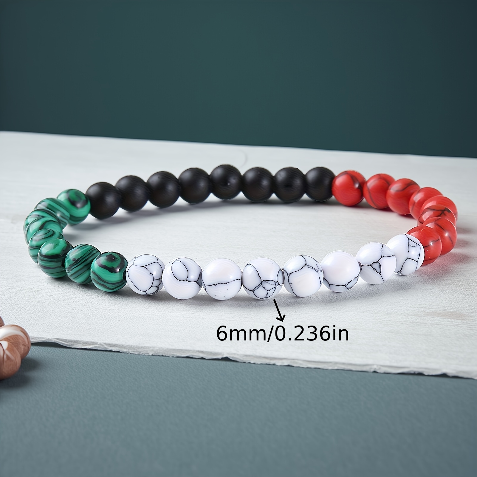 1pc 4-color 4mm Adjustable Woven Bracelet 6mm Women's Beaded Elastic Bracelet