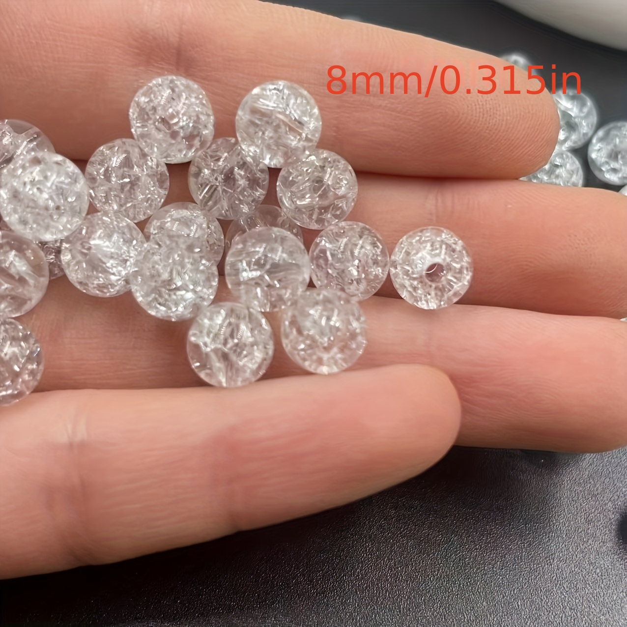100pcs New High-quality White Crackle Acrylic Beads - 8mm Size Spacer Beads, Suitable For Jewelry Making, Sparkling Craft Supplies, For Bracelets, Necklaces, Earrings - Unique Gift Idea, Gift For