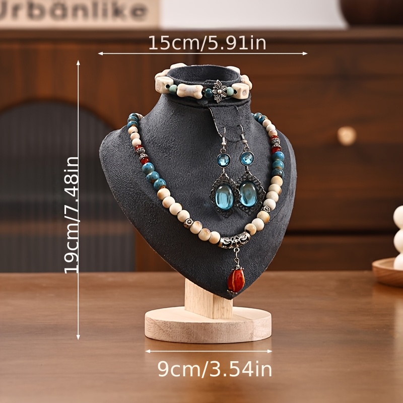 3-in-1 Wood Jewelry Bust Display Stand
