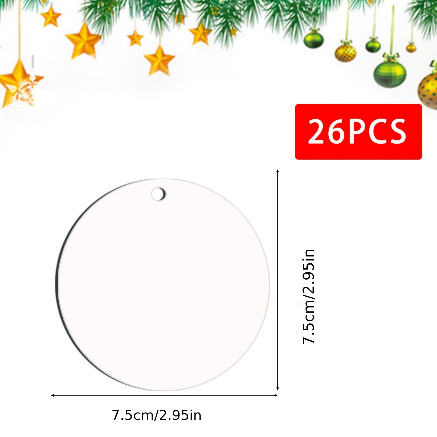 TEMU 26pcs Sublimation Blank Wooden Board Set For Double-sided Heat Transfer, Round Wooden Boards For Creative Christmas Decoration Additions