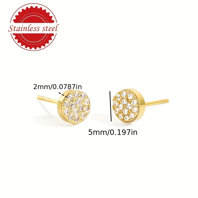 Women's Elegant Minimalist Round Stud Earrings, Golden-Tone Plated