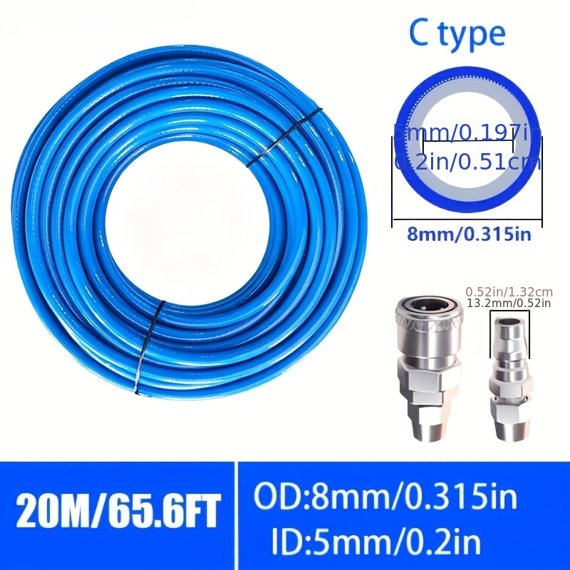 TEMU Manguera de Compresor de Aire de 20m/10m de Resistencia con Tubo de PU Trenzado de 3 Capas y Conectores Rápidos Estilo Euro/C - Manguera