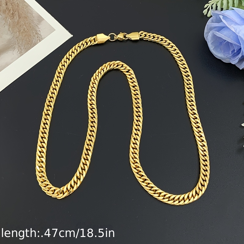 2pcs Men's Thickened Cuban Chain Necklaces, Dual Sizes