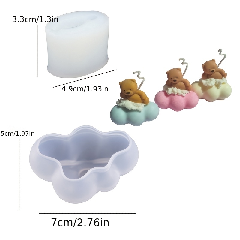 TEMU 2pcs Resin Mold Set - Bear Cloud Scented Candle Mold - Home Desktop Aesthetic Decoration - Festival, Housewarming, Wedding, Birthday Gift -
