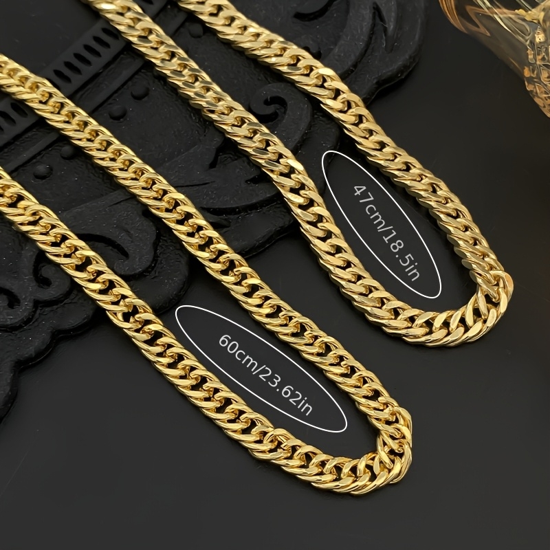 2pcs Men's Thickened Cuban Chain Necklaces, Dual Sizes