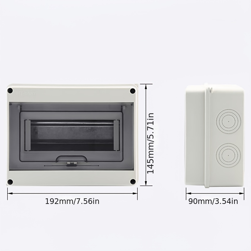 TEMU Boîte de distribution MCB à 8 voies, IP65 Boîte électrique de protection en plastique ABS avec couvercle transparent HT-8 Boîte de distribution