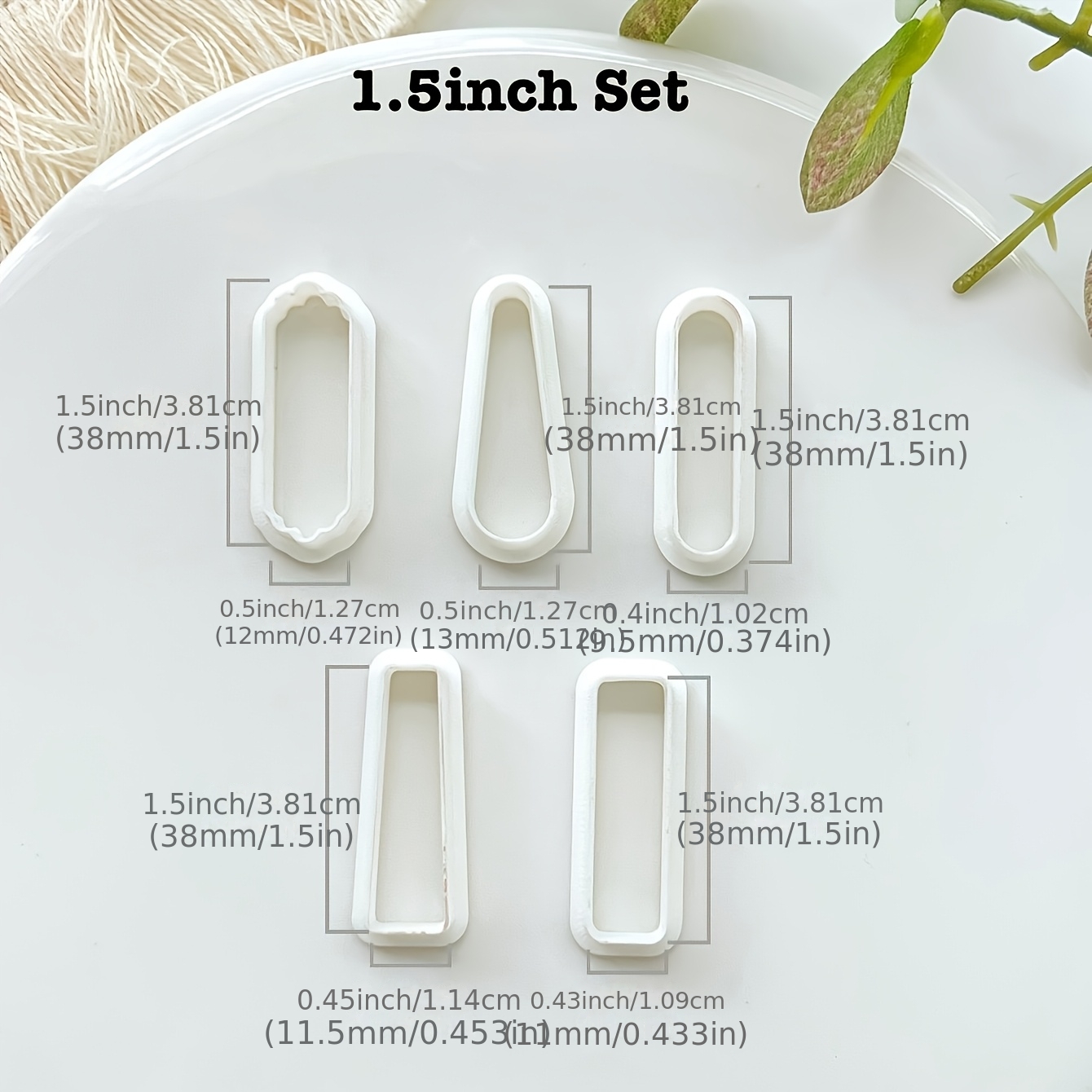 E-shop 5-teiliges Bohème-Stil Geometrisches Muster Polymer Clay Cutter Set, Minimalistisches Inlay Blumen Schmuckherstellungsset – Rechteckiger Polymer