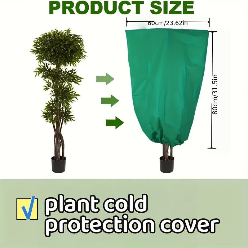 Image of Winter Plant Cover Frost Protection Cover Green Frosted Cloth Plant Blanket With Drawstring Zipper Large Size Suitable For Courtyard Trees And Shrubs Cold-proof