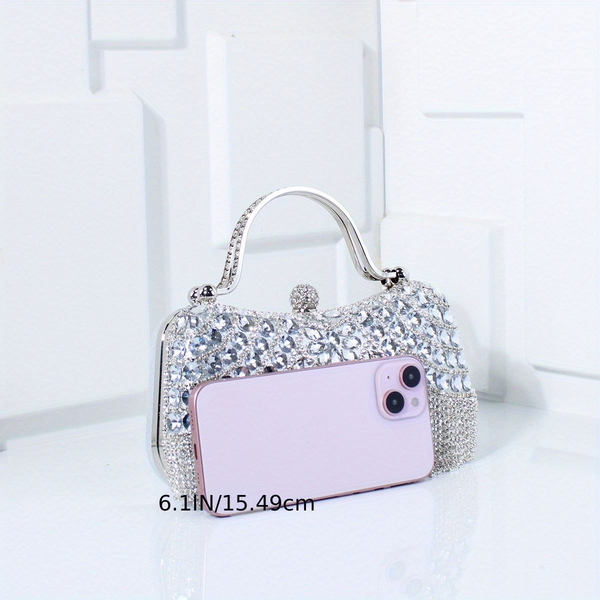 5pcs Evening Clutch Bag and Jewelry Set Rhinestone Shiny Dinner Clutch Purse Handheld Crossbody Lady'S Wedding Dance Vacation Party Match with Classic Elegant Necklace Earrings Bracelet Ring, Clutch Bags for Women Elegant, Elegant Evening Clutch