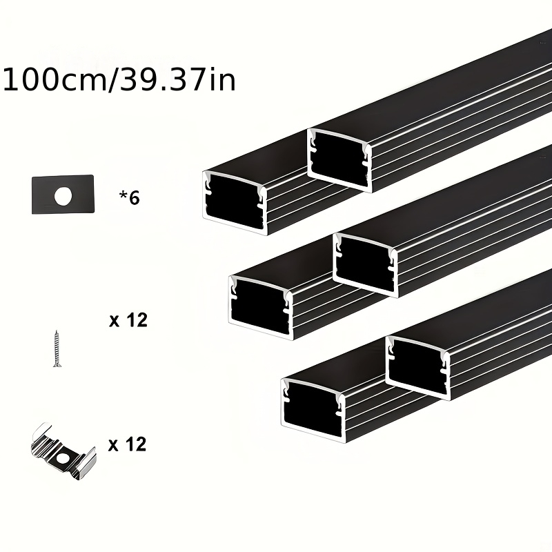 6pcs Linear LED Recessed Track Light Fixtures with Diffuser Covers
