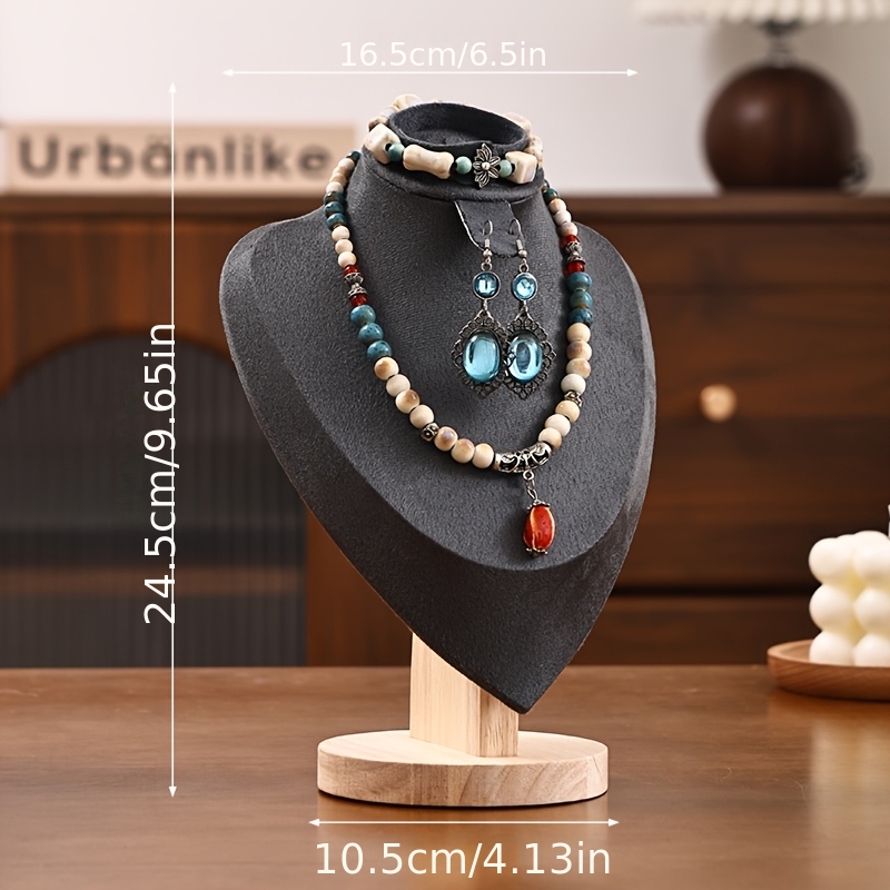 3-in-1 Wood Jewelry Bust Display Stand