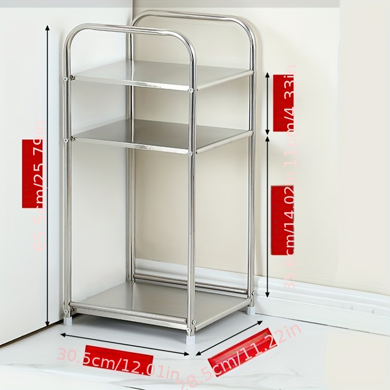 E-shop 1 Stück 3-stufiger Edelstahl Multifunktions-Seitentisch-Aufbewahrungsregal – Freistehender Organizer für Wohnzimmer, Schlafzimmer Badezimmer,
