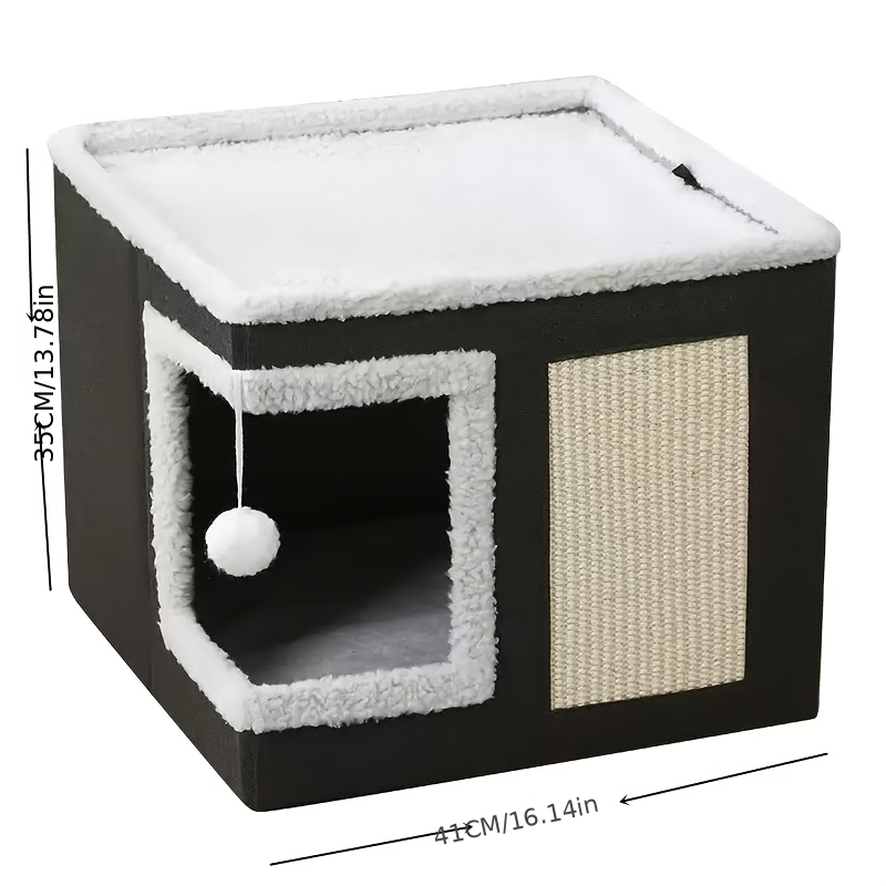 Spacious Feline Sleeping Area Featuring A Scratching Pad Cover, Collapsible Cat Cave With A Reversible Mat For A Cozy Hideout