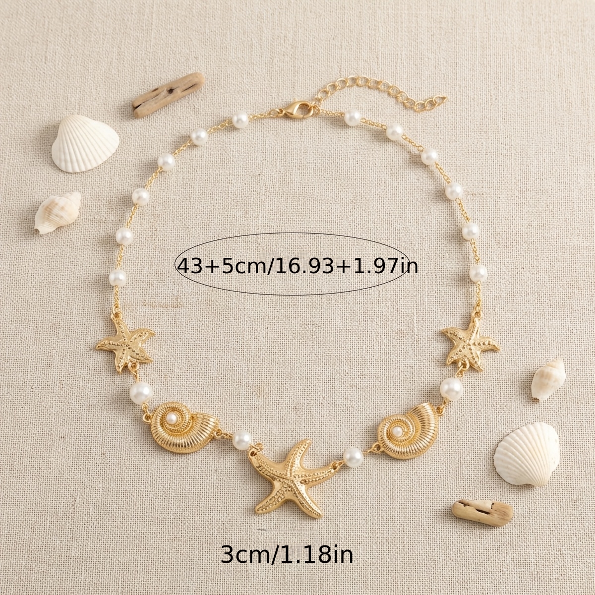Women's Ocean Holiday Style Conch & Starfish Pendant Necklace