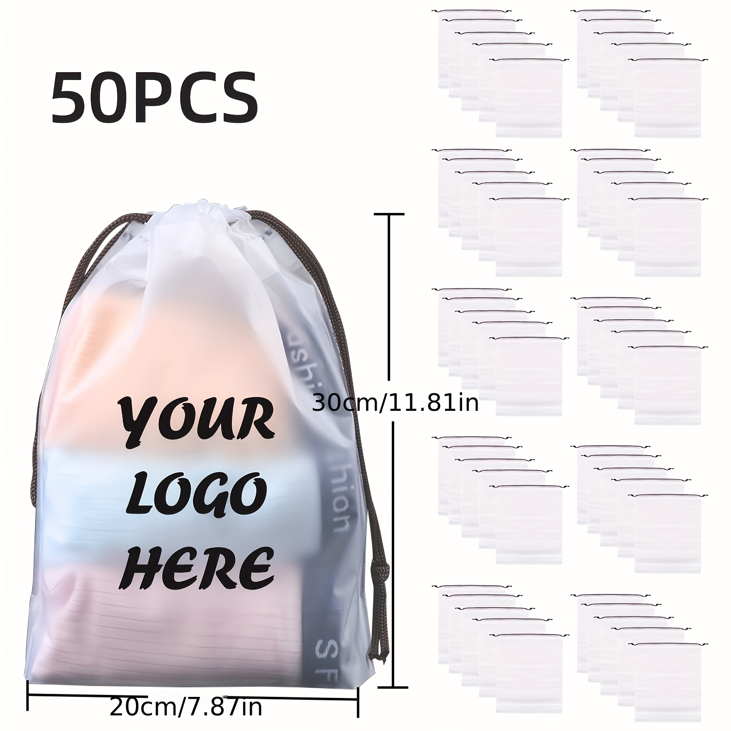 TEMU Gift For Her/him Customizable Drawstring Pockets, Solid-color Transparent Matte Gift Bags Suitable For Christmas Parties, Birthday Parties,