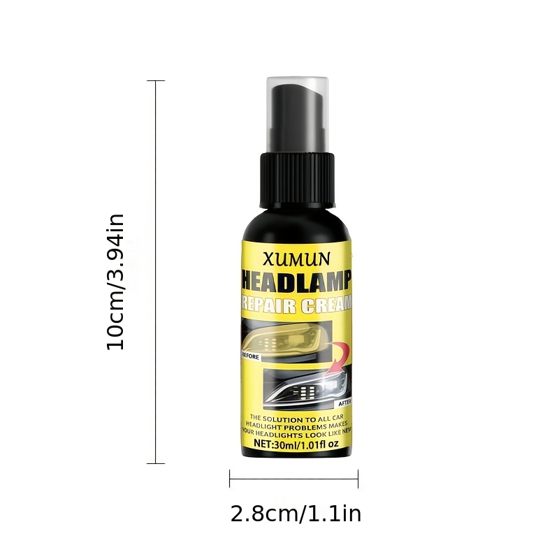 Headlight Restoration Spray - Removes Yellow Oxidation, Scratches, Haze, and Cloudiness, Instantly Brightening Headlights - Suitable for Car Front and Rear Headlights, Non-toxic, Prevents Yellowing and Oxidation - An Effective Refurbishment Solution