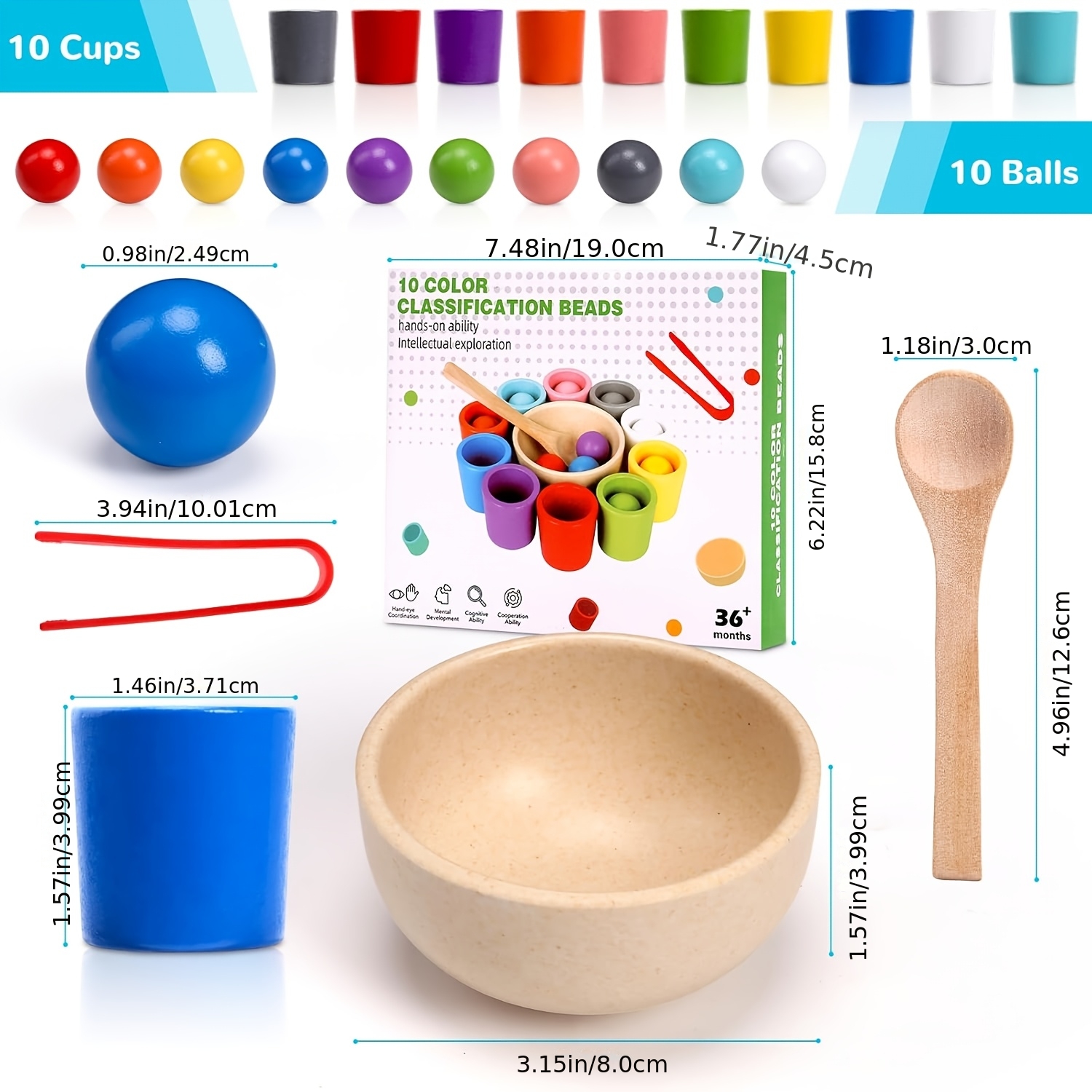 23pcs Rainbow Balls in Cups Sorting & Stacking Toy