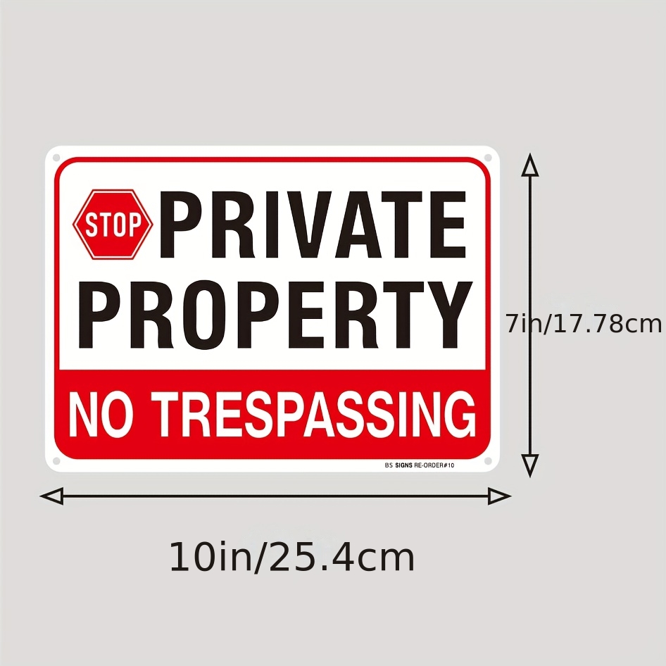 TEMU 2d Flat [ No Trespassing Signs] 1pc No Trespassing Signs Private Property Printing Durable Weatherproof Up To 10 Years Outdoor For Home, 2d Flat