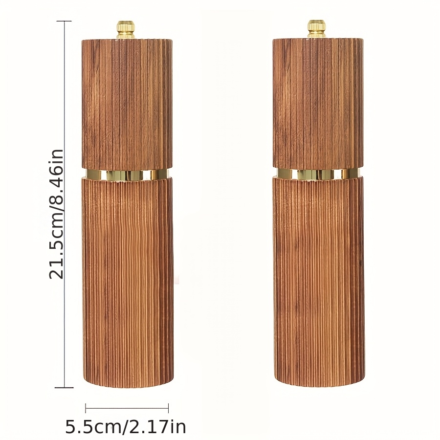 1Set, Acacia Wooden Salt And Pepper Grinder Set with Base, Refillable Salt And Pepper Grinder with Adjustable Coarseness, Acacia Wood Pepper Mill Manual, Salt And Pepper Shakers Matching Wooden Tray Ideal Gift for Christmas, Wedding, Valentine'S Day