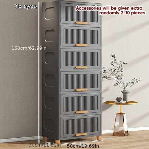 szafka do przechowywania z klapką, 50 cm x 30 cm, 2-6 półek do wyboru, stolik nocny, regał na książki, szara, łatwy montaż, materiał plastikowy, skrzynka do przechowywania w z pokrywą, mobilna na kółkach, oszczędzająca miejsce, atrakcyjna i trwała, zawiera dodatkowe akcesoria (2- szt.
