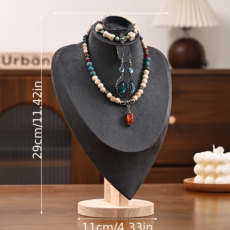 3-in-1 Wood Jewelry Bust Display Stand