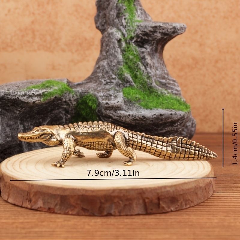 TEMU Brass Solid Animal Ornaments Crocodile Small Ornaments