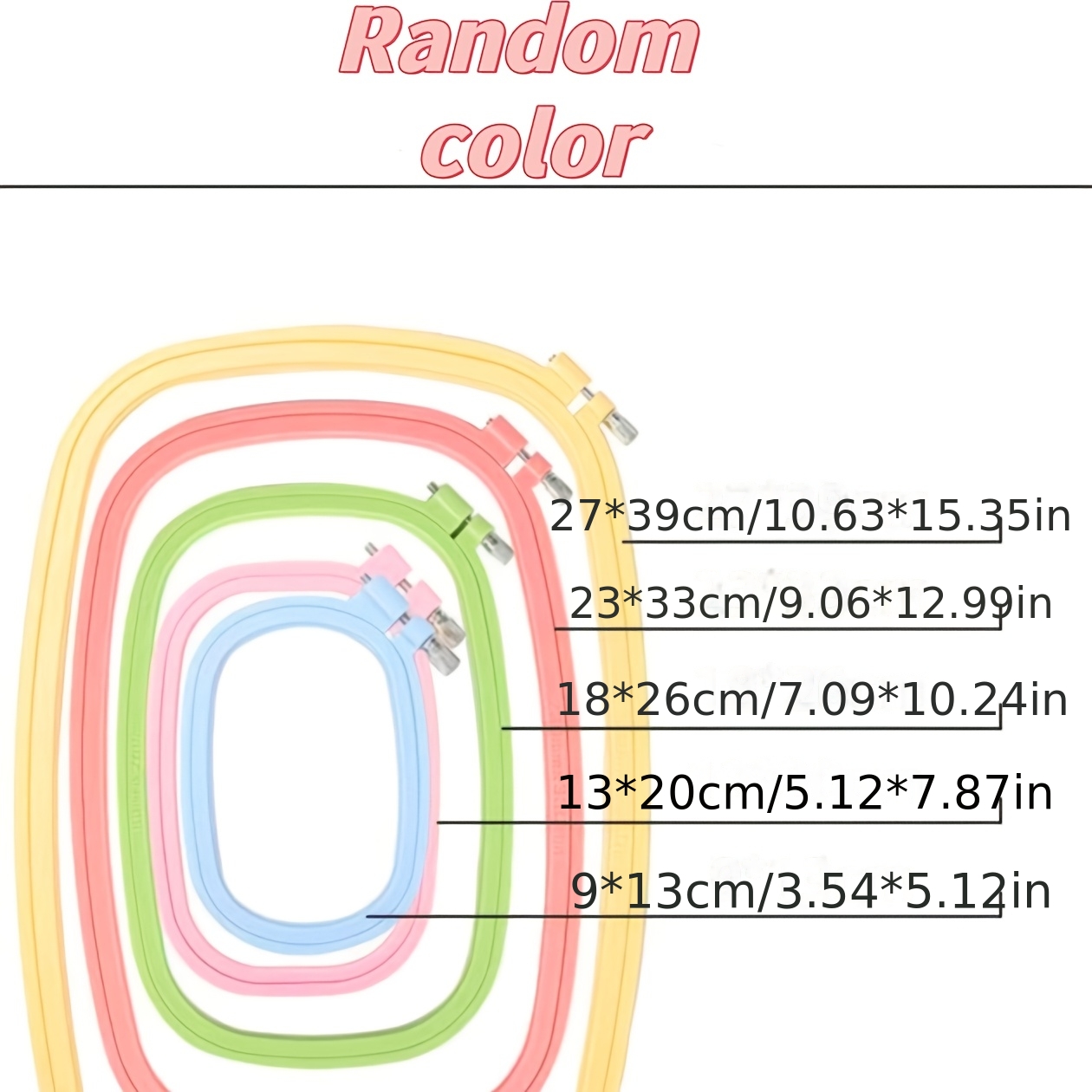 TEMU 5pcs Candy Color Embroidery Hoops, Random Color, Rectangular Embroidery Frame For Home And Dormitory Handcraft