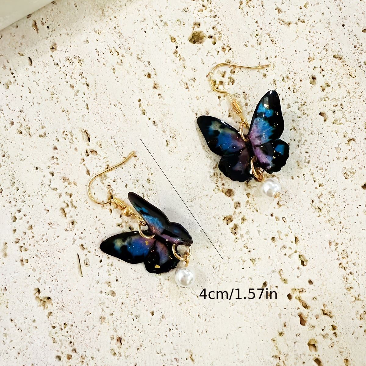 Women's Asymmetric Long Dangle Earrings with Butterfly & Tassel