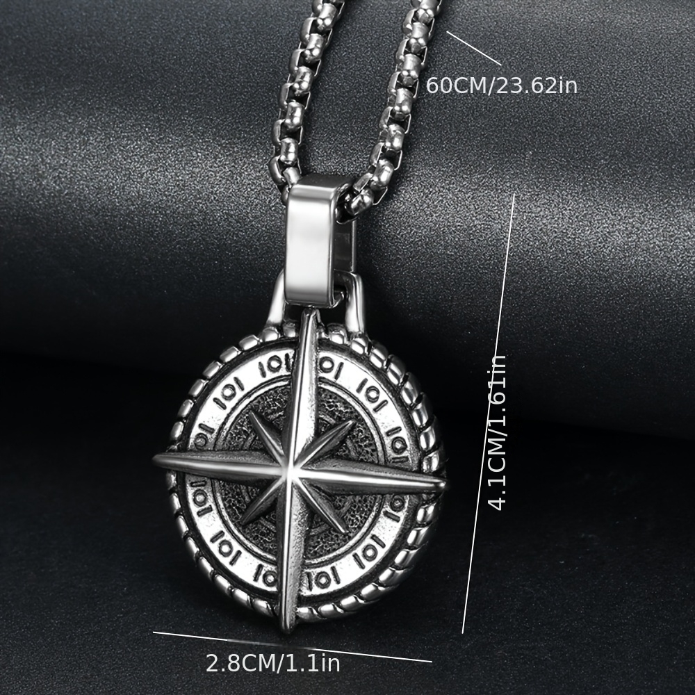 Men's Retro Compass Pendant Necklace, Nautical Gift