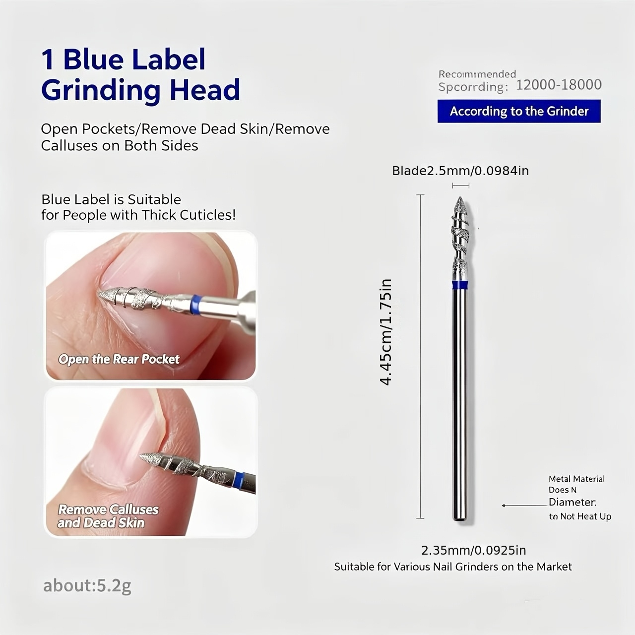 Nail Art Corundum Spiral Grinding Head for Dead Skin Removal