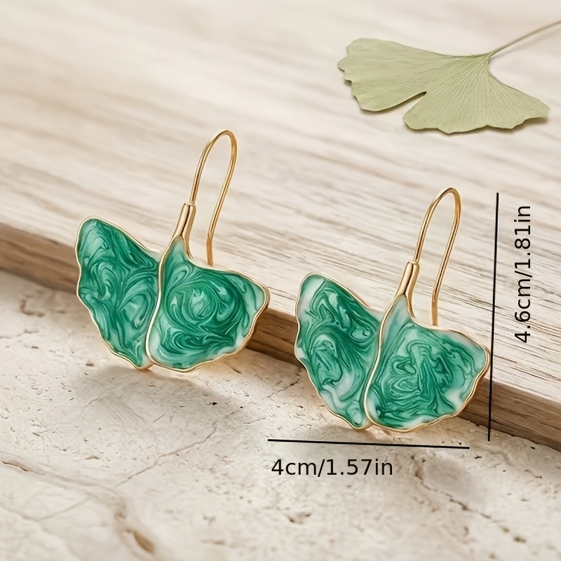 Women's Light Luxury Enamel Ginkgo Leaf Earrings, Summer Style