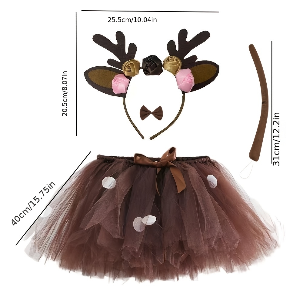 TEMU Adult Christmas Headband Antler Headband Tail Costume Set, Holiday Headwear Dress Set - Women's Dress-up Accessory Set