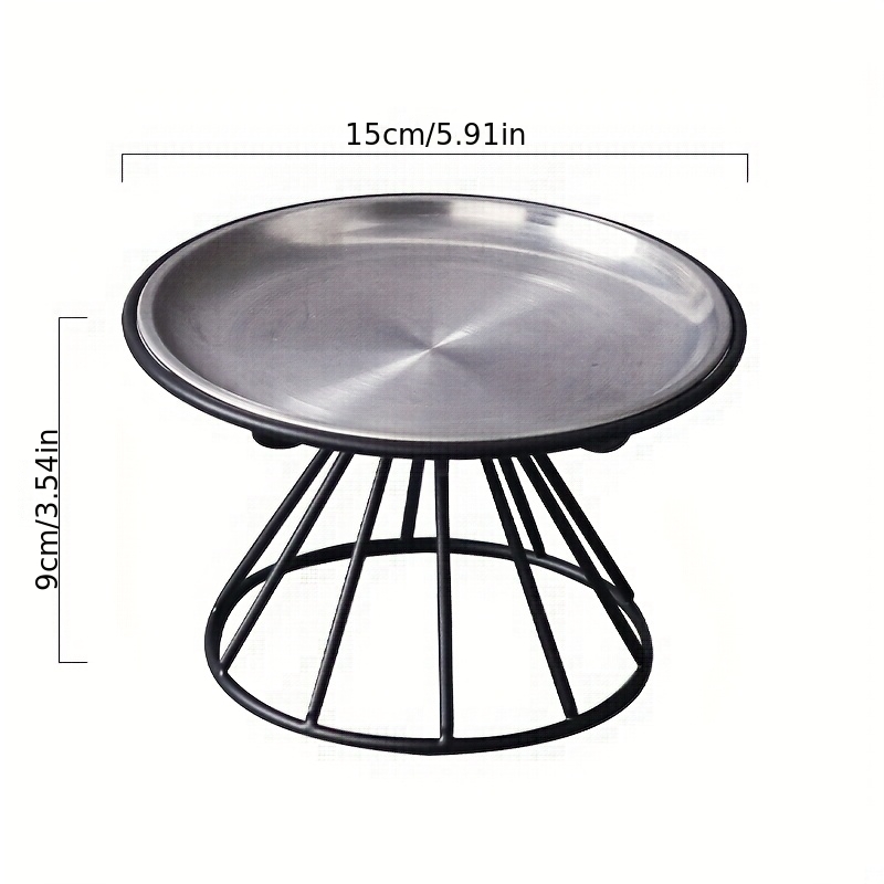 TEMU New Arrival Stainless Steel Pet Bowl Snack Plate Protect Anti-tipping Iron Stand High-legged Cat Bowl Tray Food Bowl
