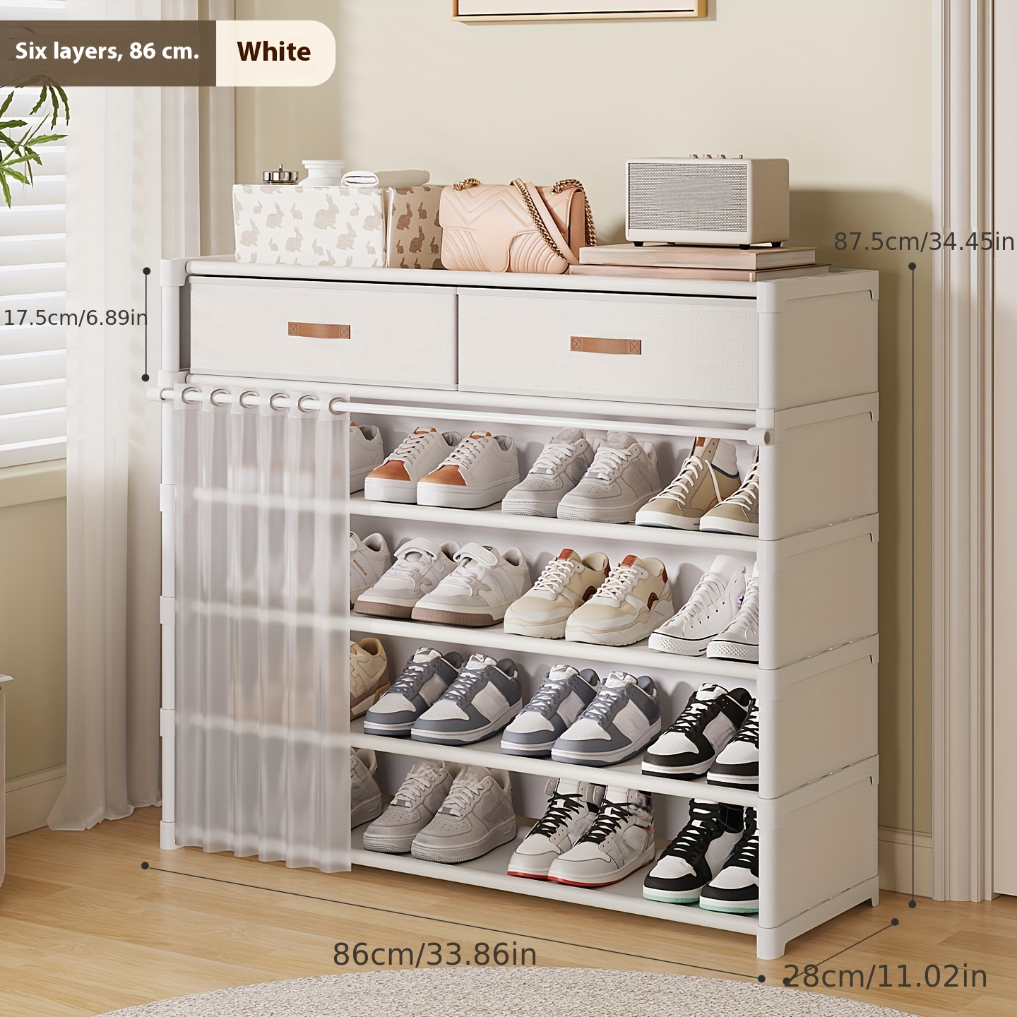 1pc Household Multi-functional Shoe Storage Rack, Indoor Large Capacity Shoe Rack, Independent Dust-proof Shoe Cabinet, Cabinet At The Entrance Hall, Suitable For Apartments, Dormitories, And