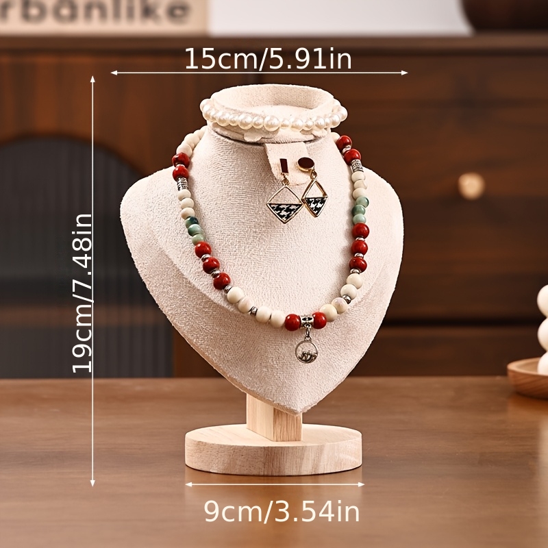 3-in-1 Wood Jewelry Bust Display Stand