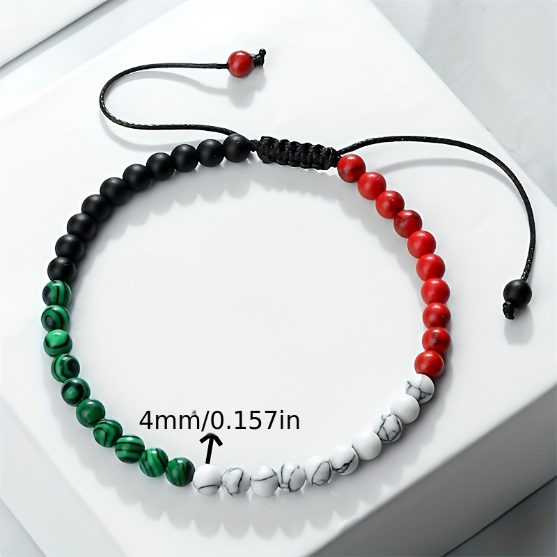 1pc 4-color 4mm Adjustable Woven Bracelet 6mm Women's Beaded Elastic Bracelet